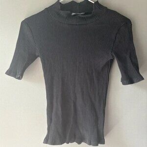 Zara size Small, Black Ribbed Women's Top, fitted